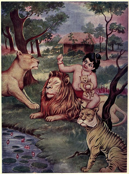Child Bharata Playing with Young Cubs