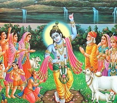Lord Sri Krishna Lifting Govardhana Giri